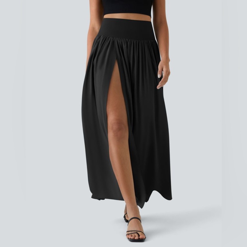 HALARA Maxi Skirts in Vibrant Coral and Classic Black